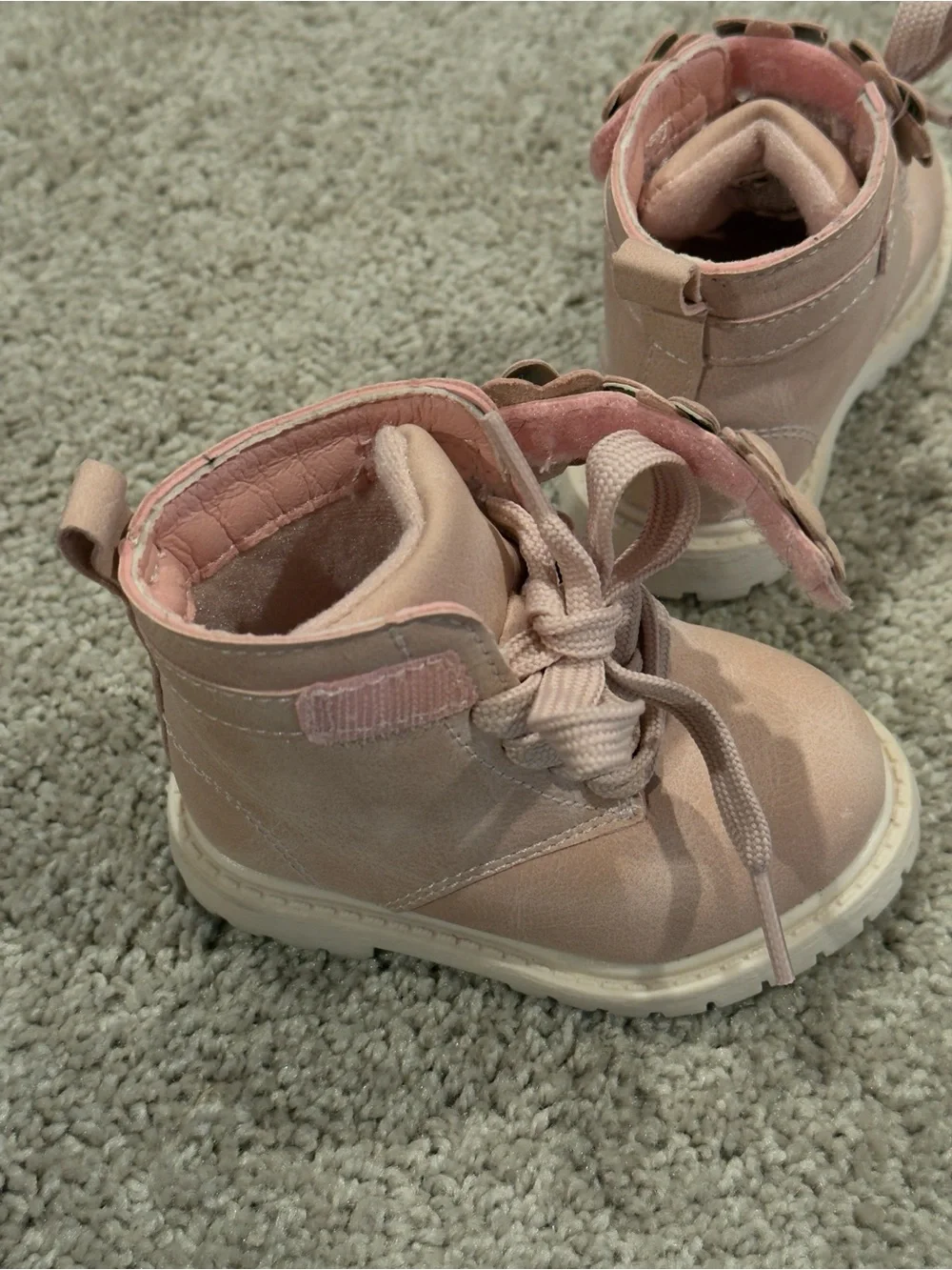 Carter's Pink Floral Lace-Up Kids Ankle Boots